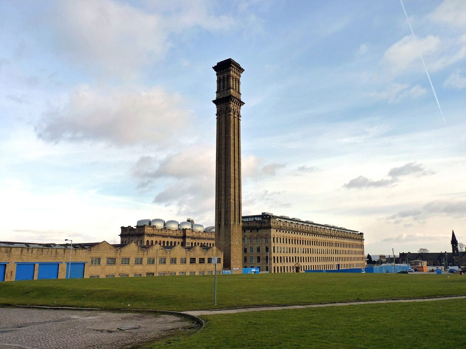 Stone mill building with its chimney standing